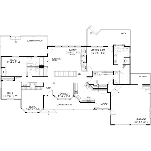 Country House Plan First Floor - Bunker Hill Ranch Home 085D-0402 - Search House Plans and More