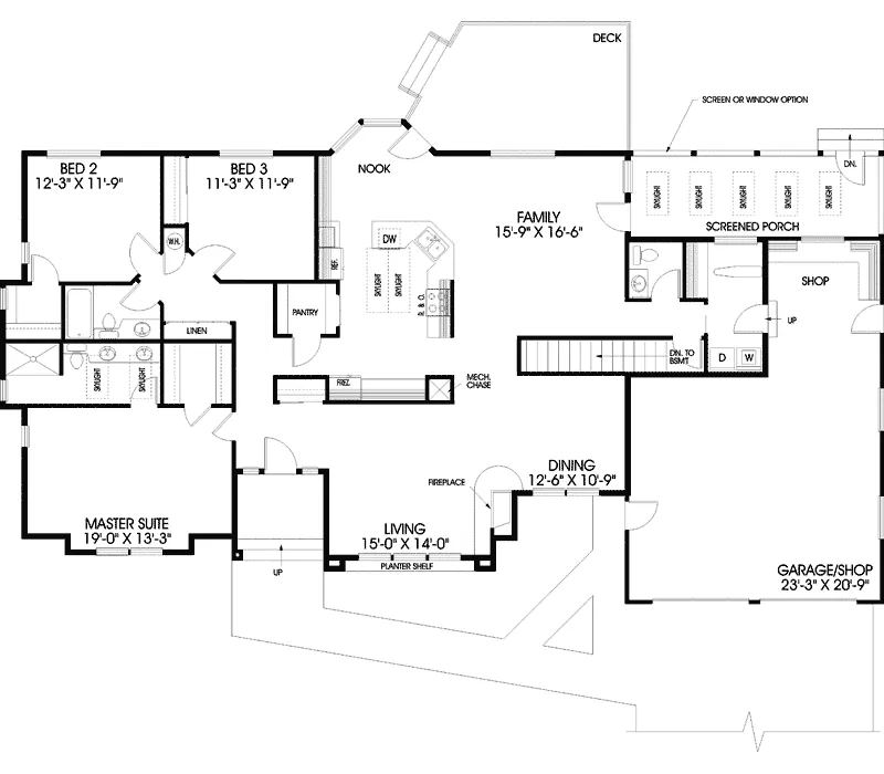 Contemporary House Plan First Floor - Connal Ranch Home 085D-0403 - Search House Plans and More