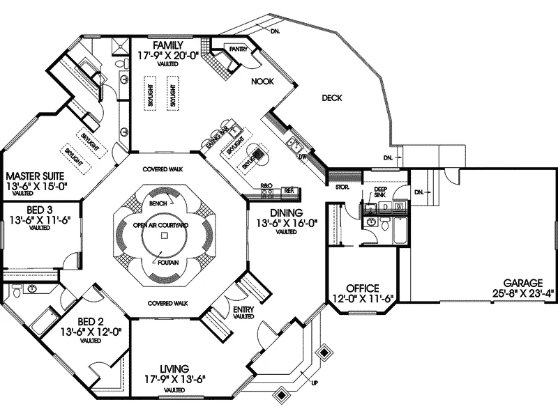 Southwestern House Plan First Floor - Annondale Southwestern Home 085D-0405 - Search House Plans and More