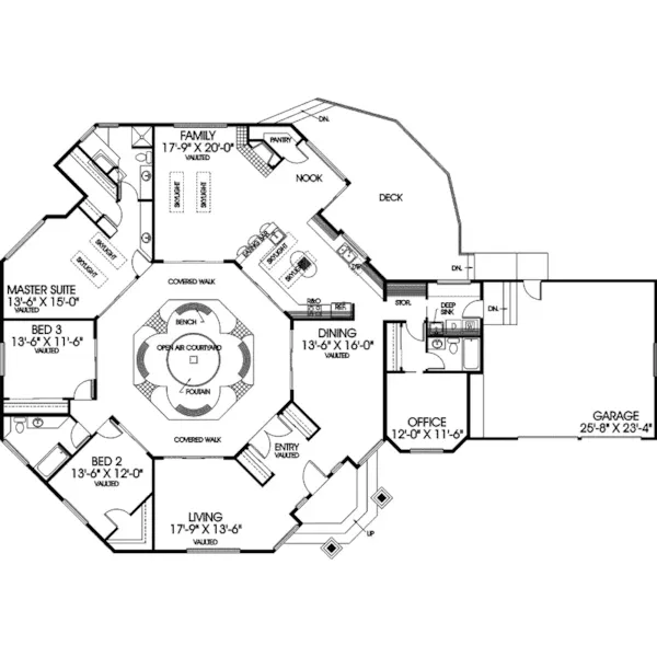 Ranch House Plan First Floor - Annondale Southwestern Home 085D-0405 - Search House Plans and More