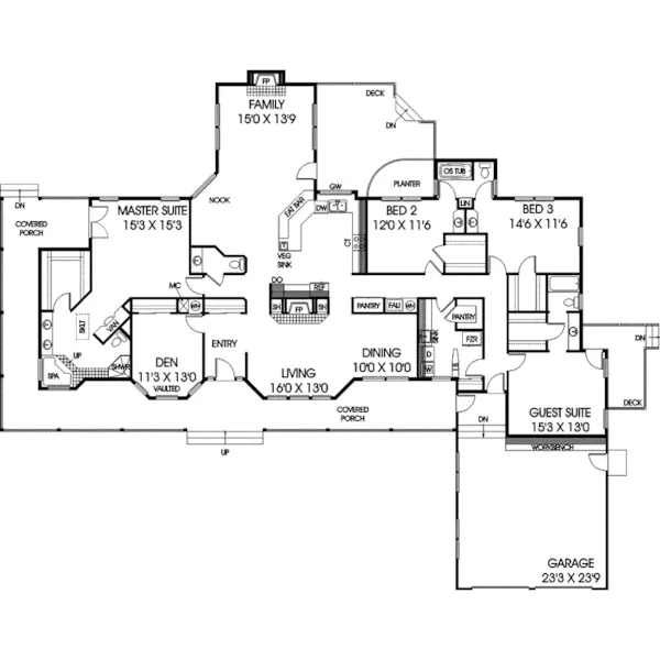 Traditional House Plan First Floor - Forte Luxury Ranch Home 085D-0406 - Search House Plans and More