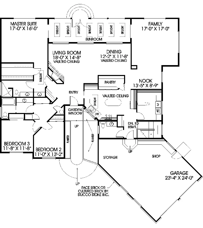 Contemporary House Plan First Floor - San Bernadino Stucco Ranch Home 085D-0408 - Shop House Plans and More