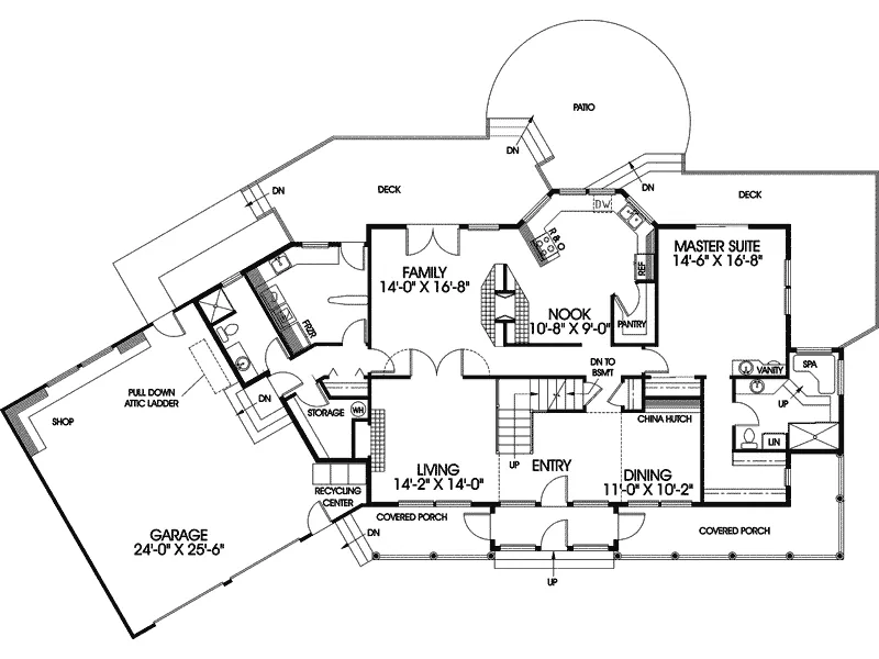 Craftsman House Plan First Floor - Wadham Country Style Home 085D-0412 - Shop House Plans and More