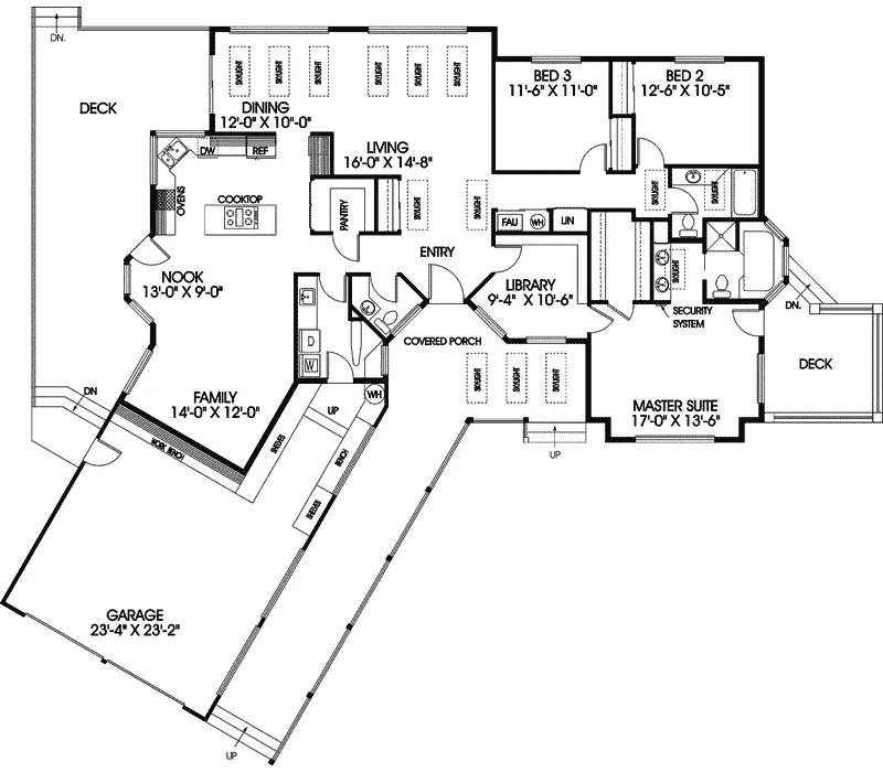 Country House Plan First Floor - Madison Place Ranch Home 085D-0413 - Shop House Plans and More