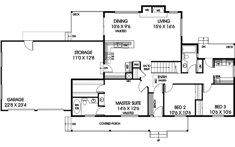 Traditional House Plan First Floor - Reardon Place Ranch Home 085D-0416 - Shop House Plans and More