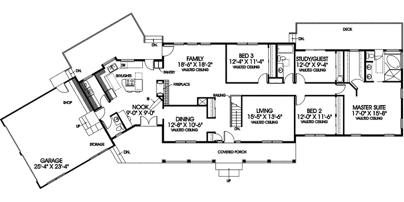 Country House Plan First Floor - Andover Peak Ranch Home 085D-0417 - Search House Plans and More