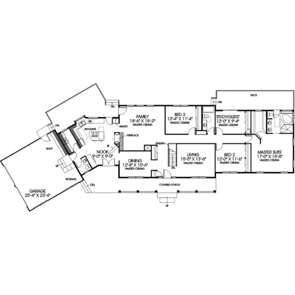 Contemporary House Plan First Floor - Andover Peak Ranch Home 085D-0417 - Search House Plans and More