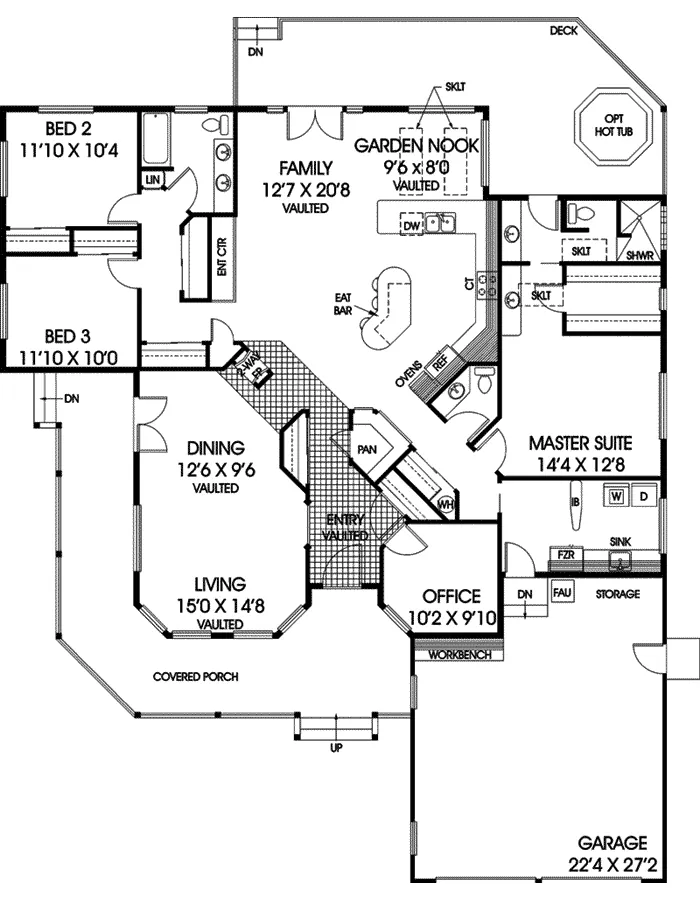 Ranch House Plan First Floor - Brittany Timber Country Home 085D-0419 - Search House Plans and More