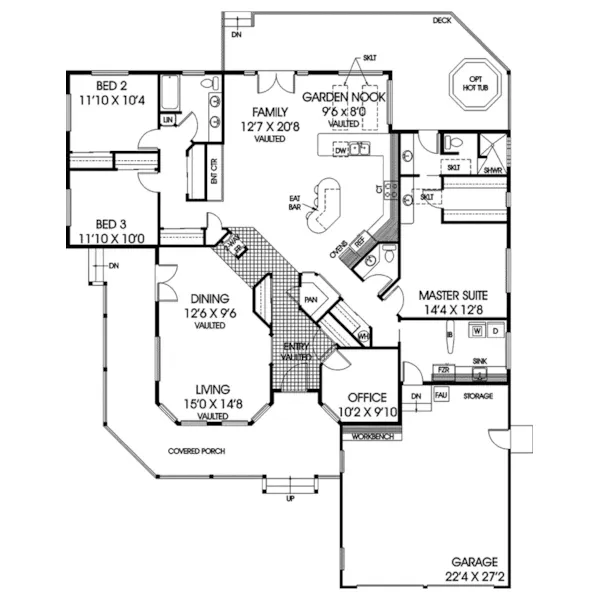 Ranch House Plan First Floor - Brittany Timber Country Home 085D-0419 - Search House Plans and More