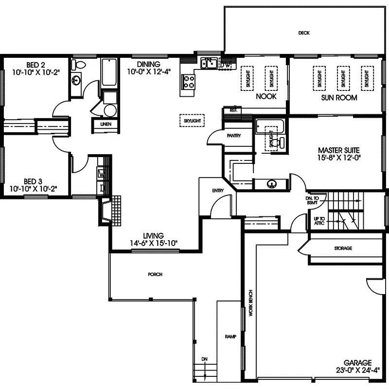 Ranch House Plan First Floor - Dorchester Place Rustic Home 085D-0420 - Search House Plans and More