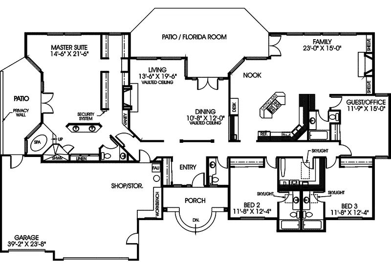 Traditional House Plan First Floor - Newport Beach Sunbelt Ranch Home 085D-0425 - Shop House Plans and More