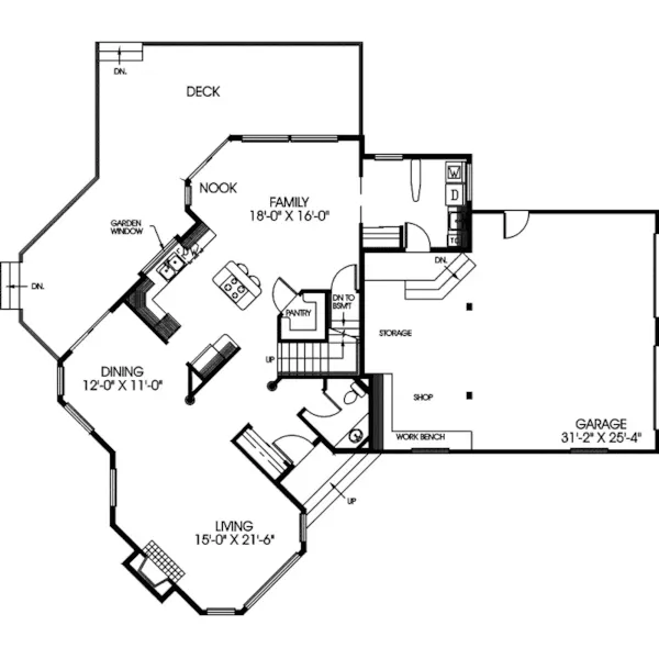 Contemporary House Plan First Floor - Almond Tree Contemporary Home 085D-0431 - Search House Plans and More