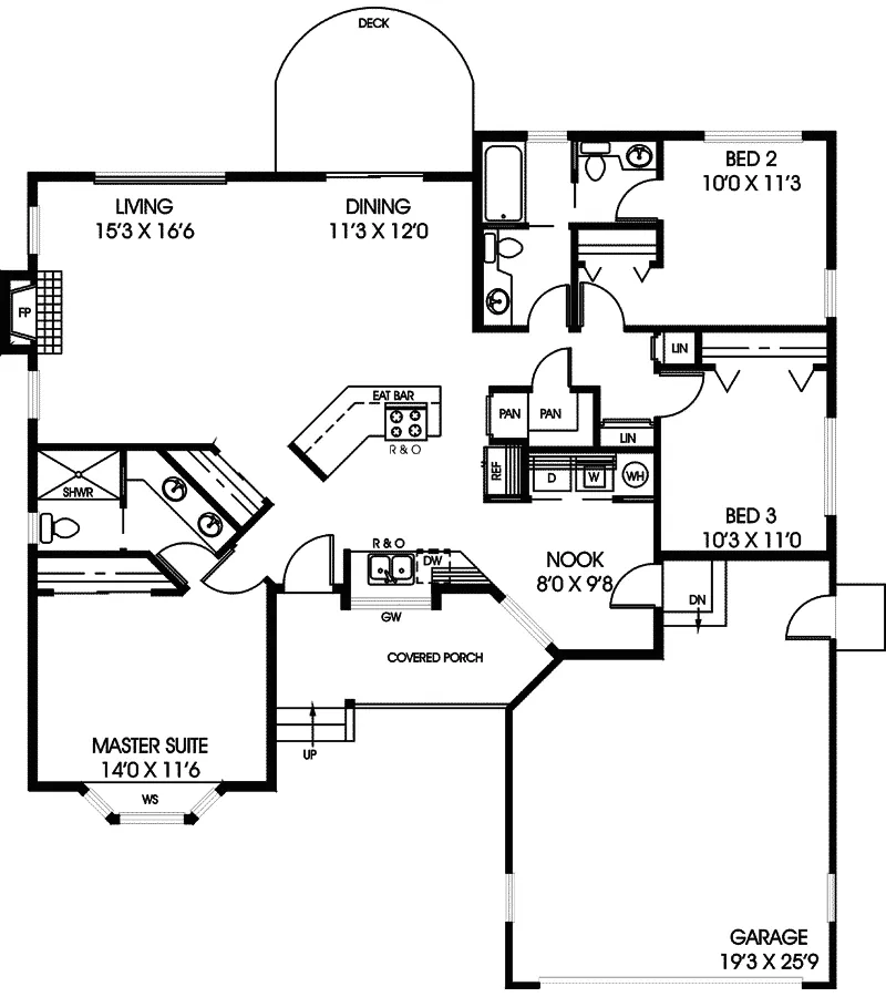 Traditional House Plan First Floor - Foxlake Ranch Home 085D-0434 - Search House Plans and More