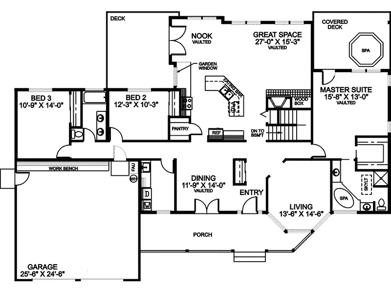 Traditional House Plan First Floor - Willow Glen Ranch Home 085D-0435 - Shop House Plans and More