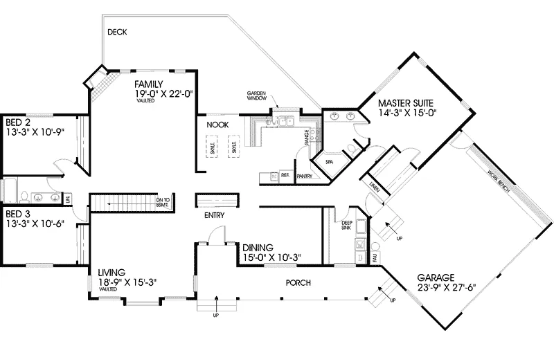 Ranch House Plan First Floor - Ronalene Ranch Home 085D-0441 - Shop House Plans and More