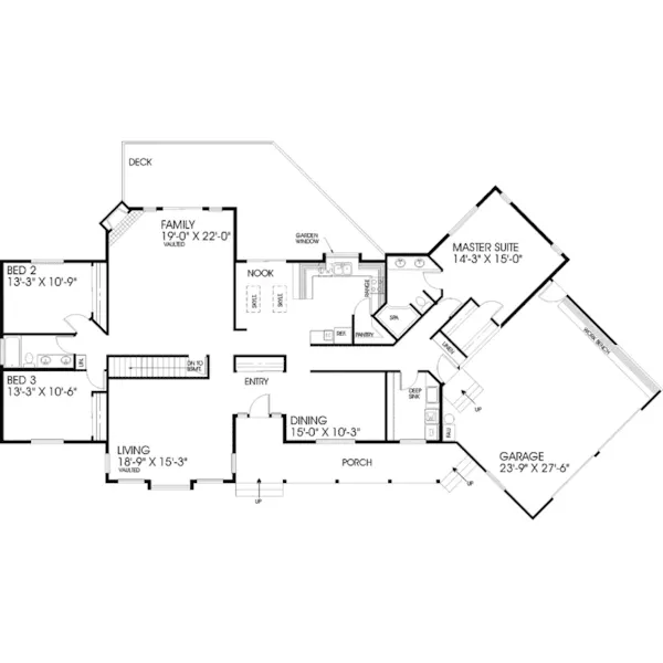 Contemporary House Plan First Floor - Ronalene Ranch Home 085D-0441 - Shop House Plans and More