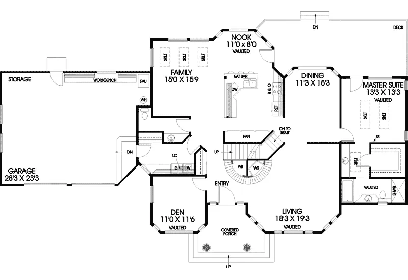 Colonial House Plan First Floor - Majorca Traditional Home 085D-0442 - Shop House Plans and More