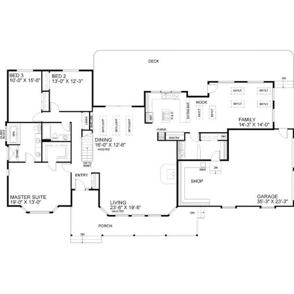 Ranch House Plan First Floor - Manila Crest Ranch Home 085D-0443 - Shop House Plans and More