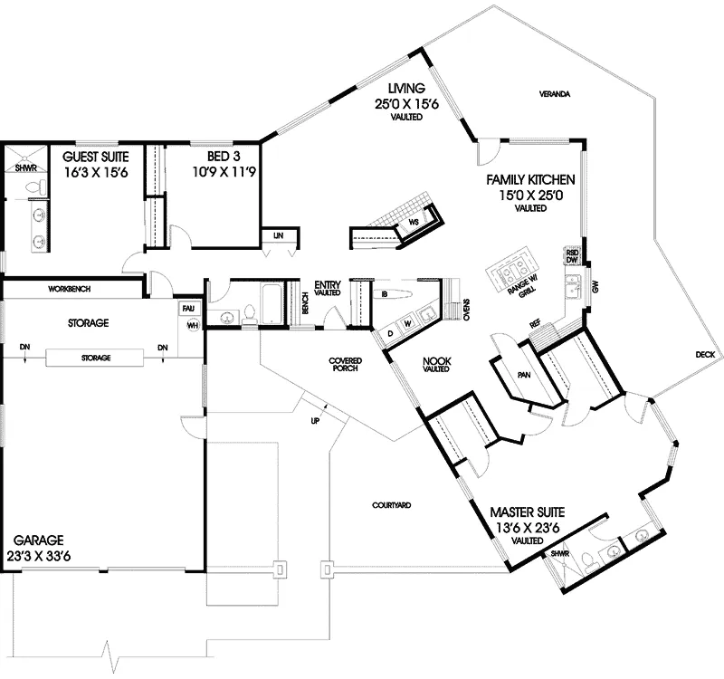 Ranch House Plan First Floor - Adante Ranch Home 085D-0444 - Search House Plans and More