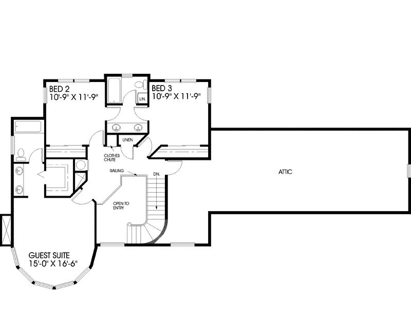 Traditional House Plan Second Floor - Druckmann Traditional Home 085D-0445 - Search House Plans and More