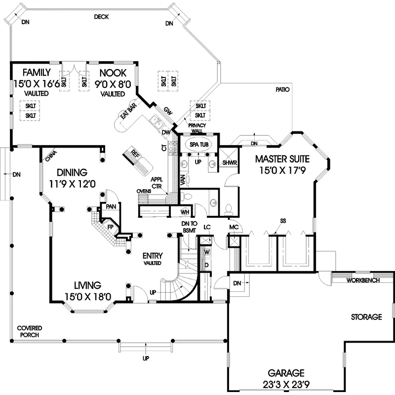 Florida House Plan First Floor - Wolf Creek Country Home 085D-0446 - Shop House Plans and More