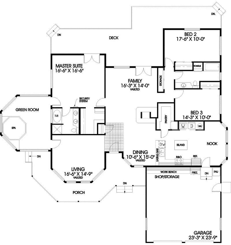 Traditional House Plan First Floor - Gandillon Luxury Ranch Home 085D-0450 - Search House Plans and More