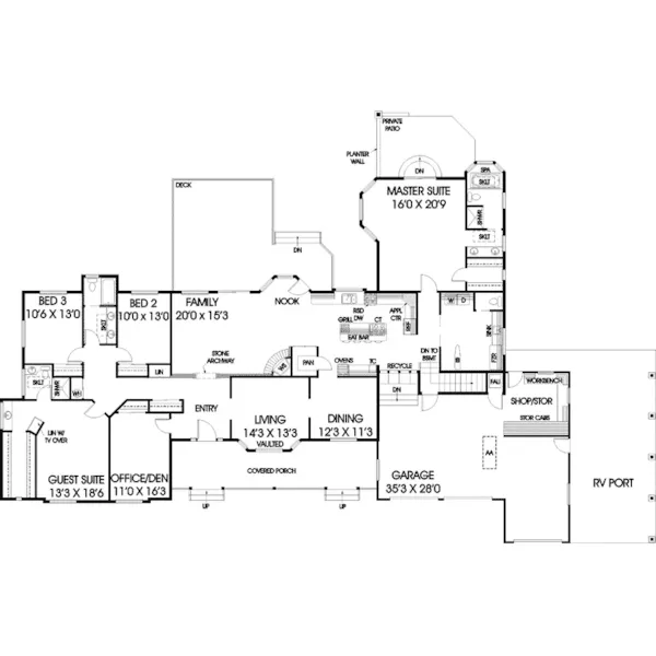 Contemporary House Plan First Floor - Jarrett Place Luxury Home 085D-0451 - Search House Plans and More