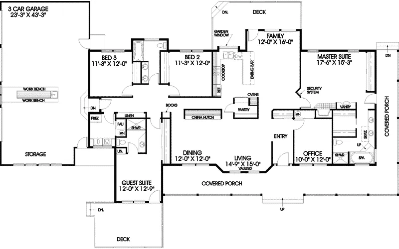 Ranch House Plan First Floor - Bristol Bay Country Ranch Home 085D-0453 - Search House Plans and More