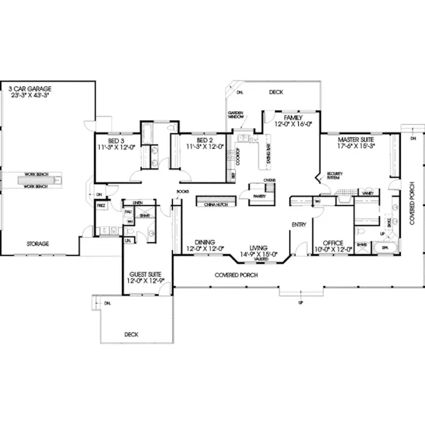 Country House Plan First Floor - Bristol Bay Country Ranch Home 085D-0453 - Search House Plans and More