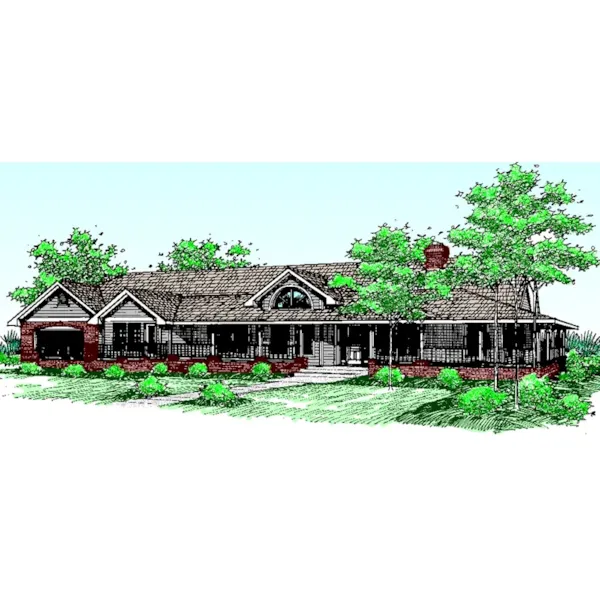 Country Ranch Home With Wrap-Around Porch