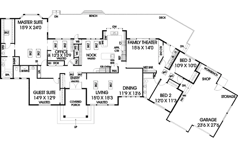Country House Plan First Floor - Columbia Traditional Ranch Home 085D-0456 - Search House Plans and More