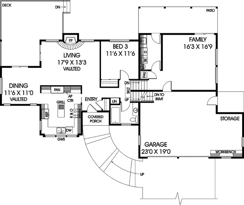 Craftsman House Plan First Floor - Gosport Country Home 085D-0457 - Search House Plans and More