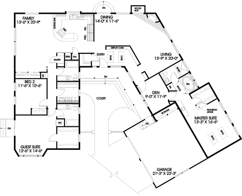 Contemporary House Plan First Floor - Butternut Country Ranch Home 085D-0459 - Search House Plans and More