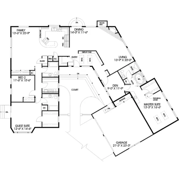 Contemporary House Plan First Floor - Butternut Country Ranch Home 085D-0459 - Search House Plans and More