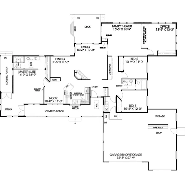 Traditional House Plan First Floor - Creektree Country Ranch Home 085D-0460 - Search House Plans and More