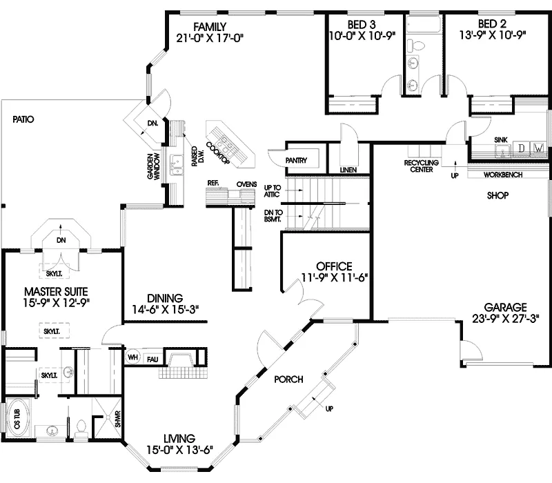 Contemporary House Plan First Floor - Country Mill Ranch Home 085D-0462 - Search House Plans and More