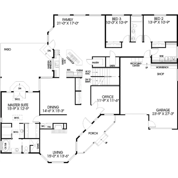 Ranch House Plan First Floor - Country Mill Ranch Home 085D-0462 - Search House Plans and More