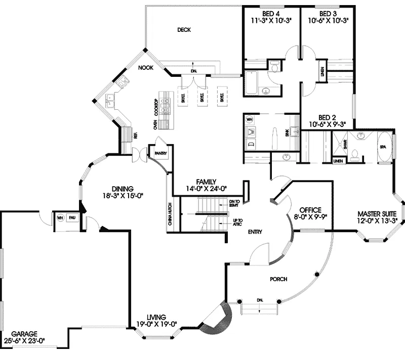 Ranch House Plan First Floor - Hiddencove Contemporary Home 085D-0463 - Search House Plans and More