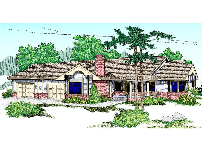 Ranch House Plan Front of Home - Hiddencove Contemporary Home 085D-0463 - Search House Plans and More