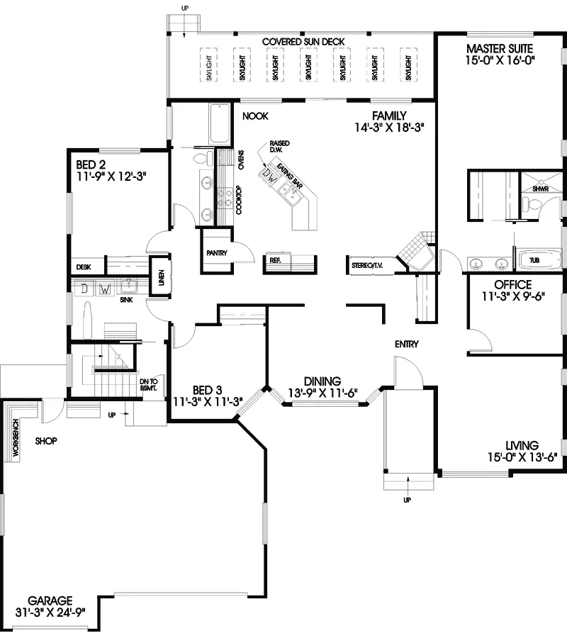 Traditional House Plan First Floor - Glencannon Ranch House 085D-0464 - Search House Plans and More