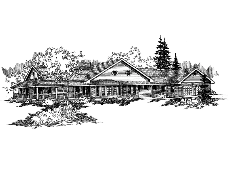 Ranch House Plan Front of Home - Anders Country Ranch Home 085D-0467 - Search House Plans and More