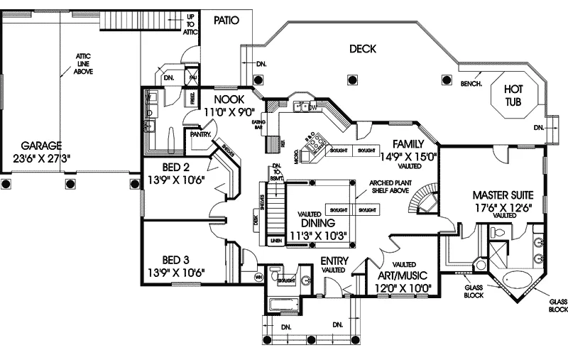 Ranch House Plan First Floor - Lemonmint Hill Craftsman Home 085D-0469 - Shop House Plans and More