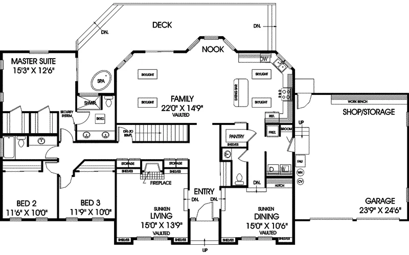 Country House Plan First Floor - Toreador Ranch Home 085D-0470 - Shop House Plans and More