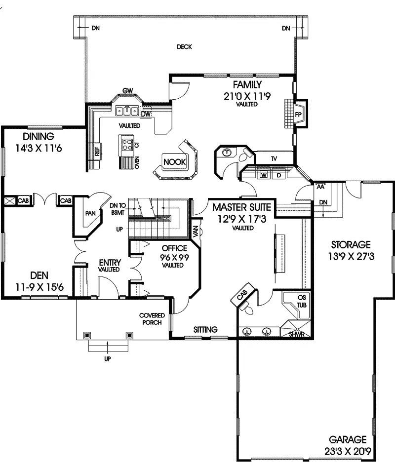 Contemporary House Plan First Floor - Labadie Country Craftsman Home 085D-0471 - Shop House Plans and More