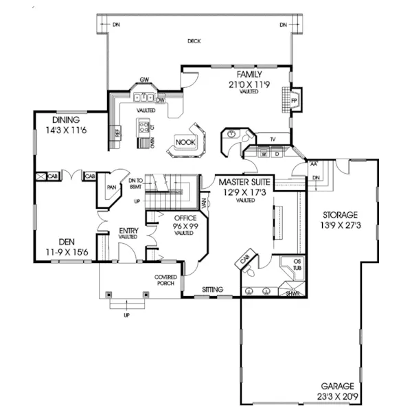 Craftsman House Plan First Floor - Labadie Country Craftsman Home 085D-0471 - Shop House Plans and More