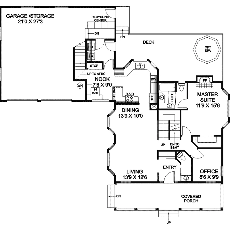 Waterfront House Plan First Floor - Gerschman Craftsman Home 085D-0473 - Search House Plans and More