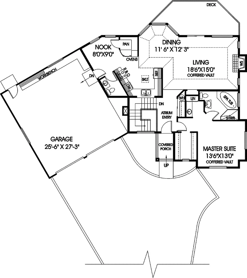 Contemporary House Plan First Floor - Kettington Split-Level Home 085D-0476 - Search House Plans and More