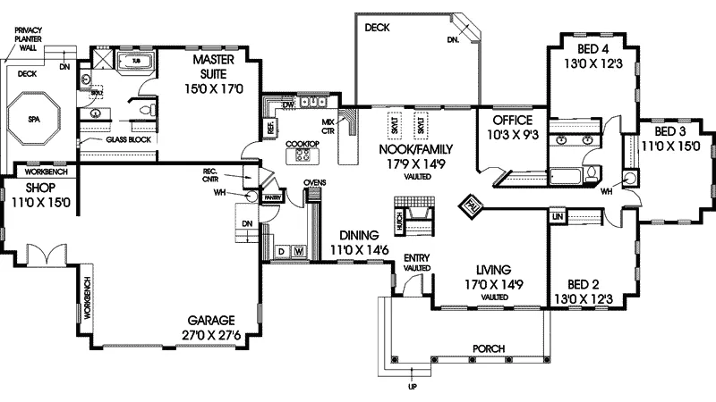 Ranch House Plan First Floor - Catskill Southwestern Home 085D-0481 - Search House Plans and More