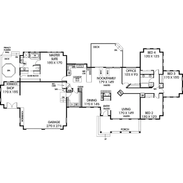 Southwestern House Plan First Floor - Catskill Southwestern Home 085D-0481 - Search House Plans and More