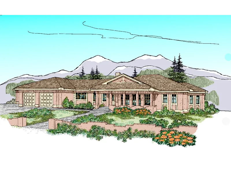 Ranch House Plan Front of Home - Catskill Southwestern Home 085D-0481 - Search House Plans and More
